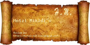 Hetzl Miklós névjegykártya